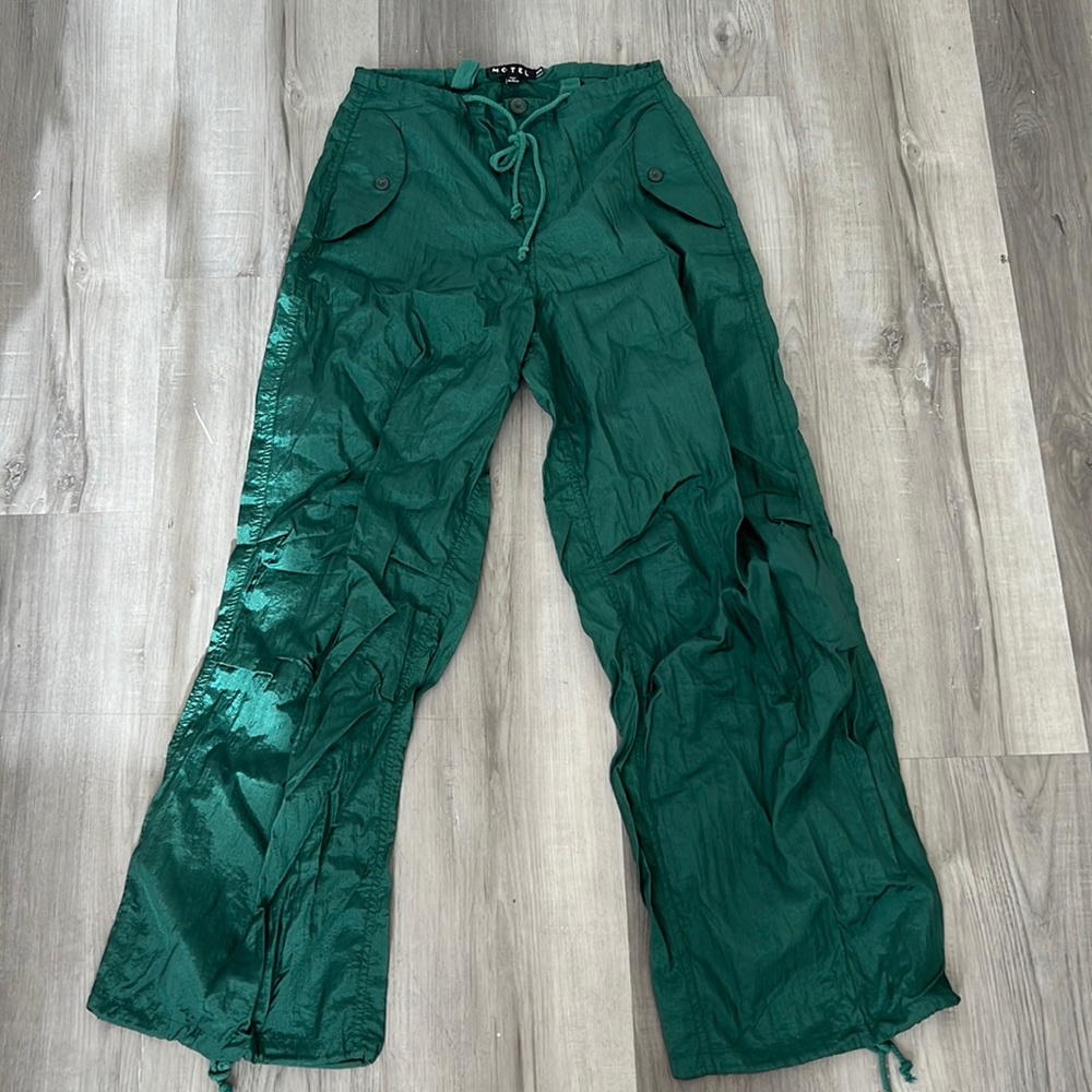 Motel Rocks Emerald Green Parachute Trousers